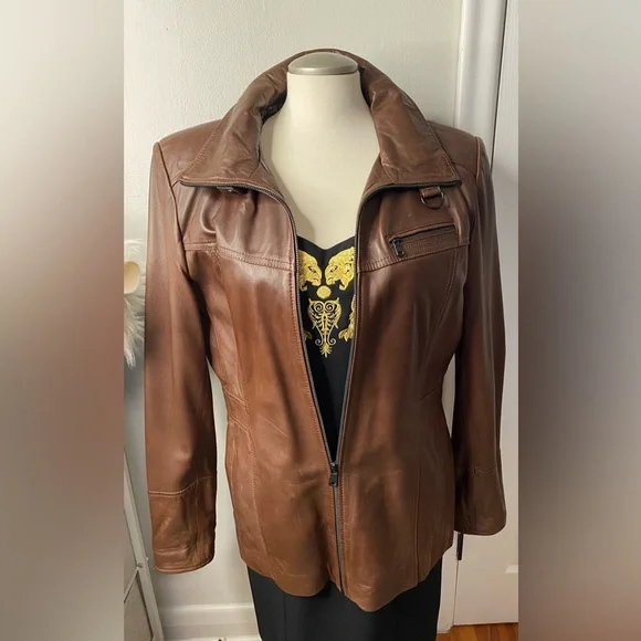 Marc New York By Andrew Mark Brown Real Soft Leather Jacket - Picture 2 of 16